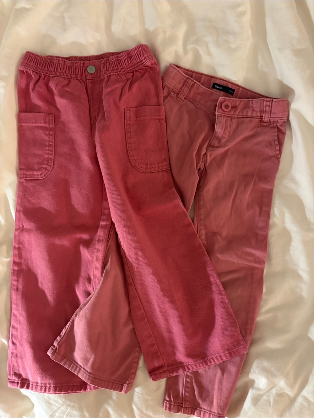 Two pairs of Girls' Rose Pink Wide-Leg Pocket Pants